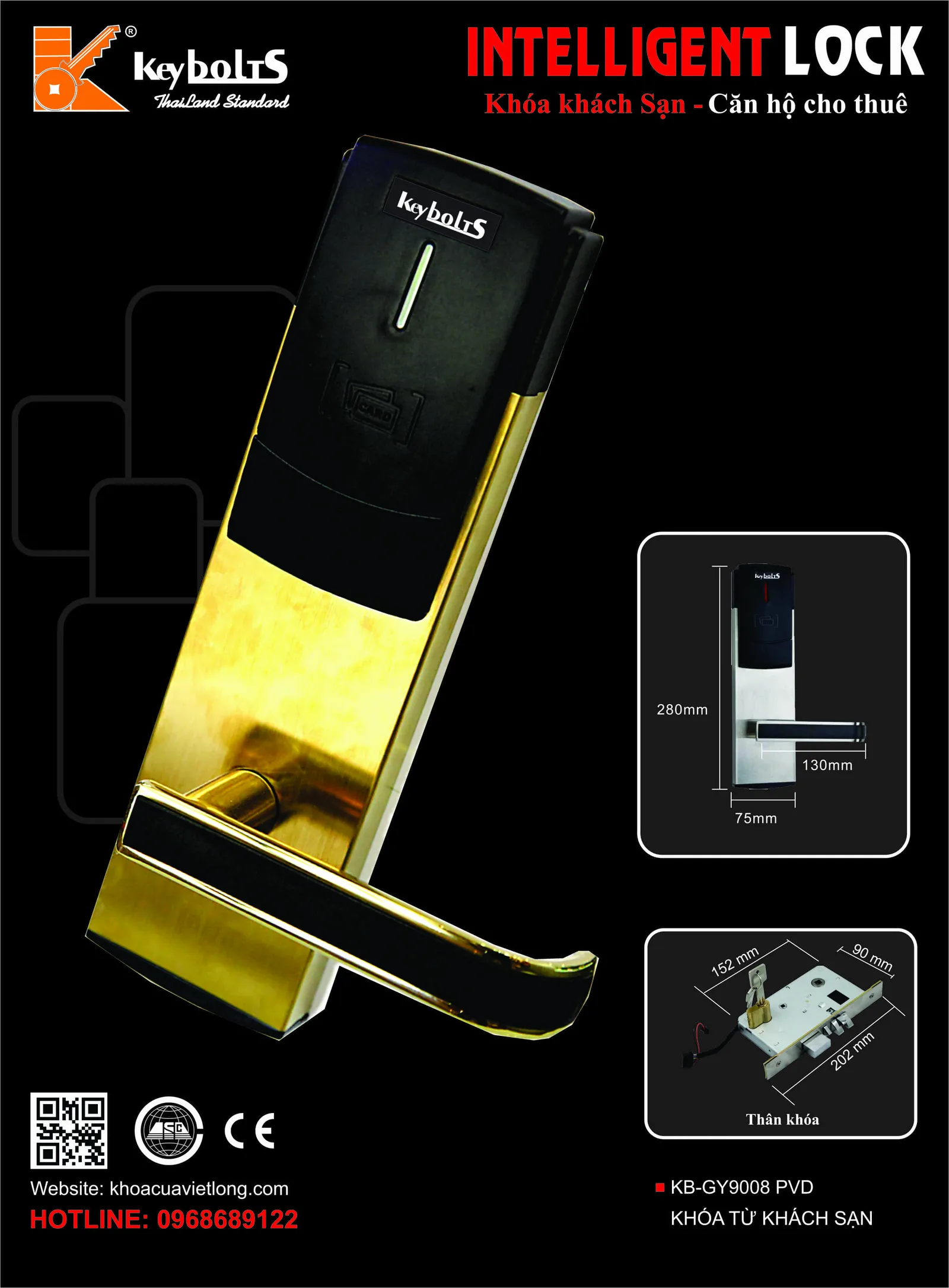 Khóa Thẻ Từ Khách Sạn — KB 9002-PVD